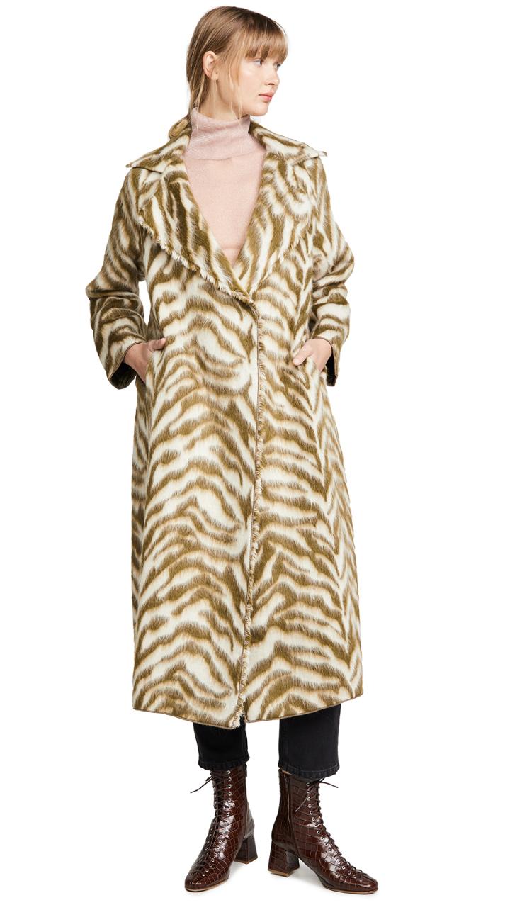 Forte Forte Faux Fur Corteccia Jacquard Coat