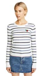 Cupcakes And Cashmere Koko Striped Sweater With Strawberry Patch