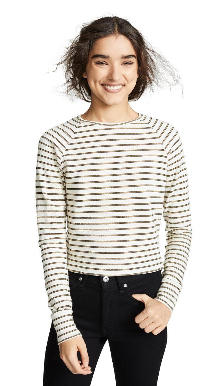 Lna Ema Metallic Stripe Top