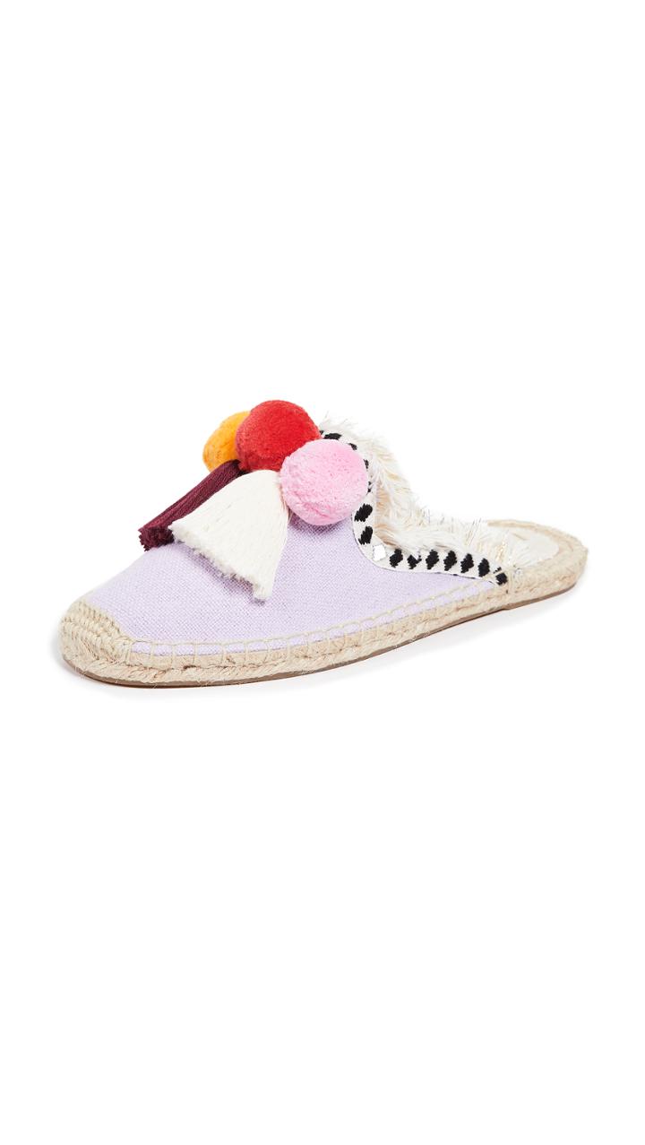 Soludos Frayed Edge Pompom Mules