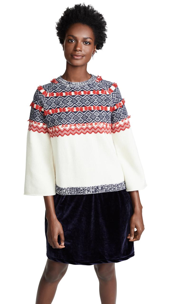 Clu Mixed Media Fair Isle Sweater Dress