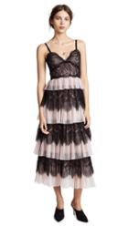 Marchesa Notte Embroidered Gown With Metallic Lace Trim