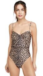 Jonathan Simkhai Leopard Print Bustier One Piece Swimsuit