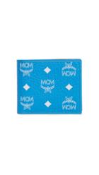 Mcm White Logo Visetos Flap Two Fold Small Wallet