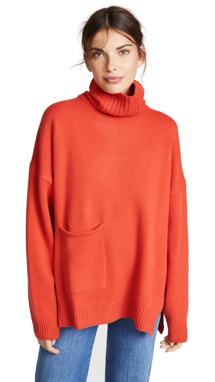 Tibi Patch Pocket Turtleneck