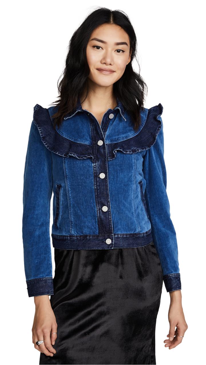La Vie Rebecca Taylor La Vie Velvet Denim Jacket