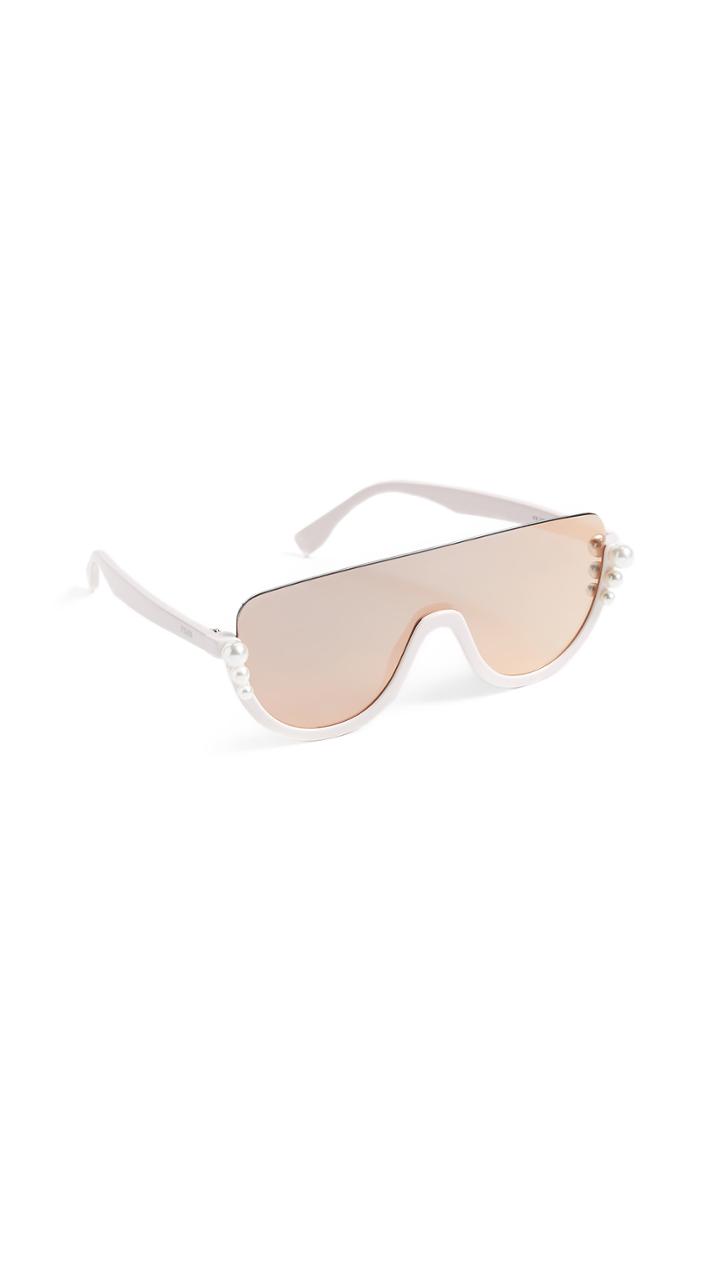 Fendi Bottom Frame Imitation Pearl Sunglasses