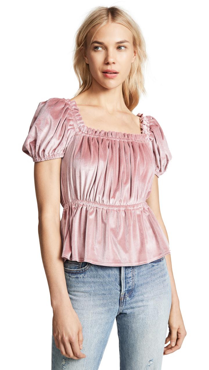 Riller Fount Wendi Velvet Peplum Top