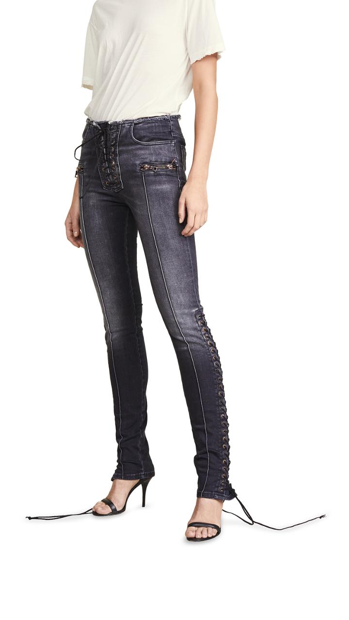 Unravel Project Lace Up Flare Jeans