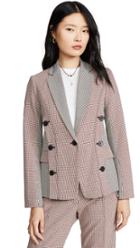 Derek Lam 10 Crosby Double Breasted Mixed Check Blazer