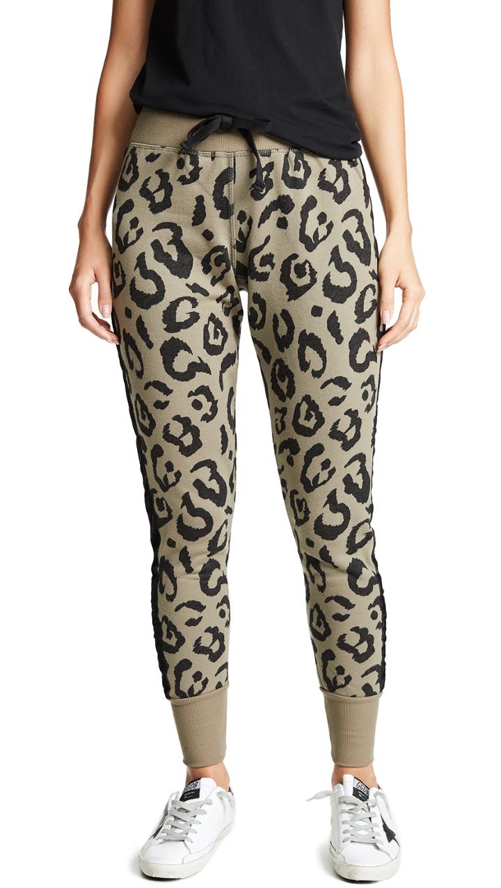 Chrldr Big Leopard Velvet Stripe Sweatpants