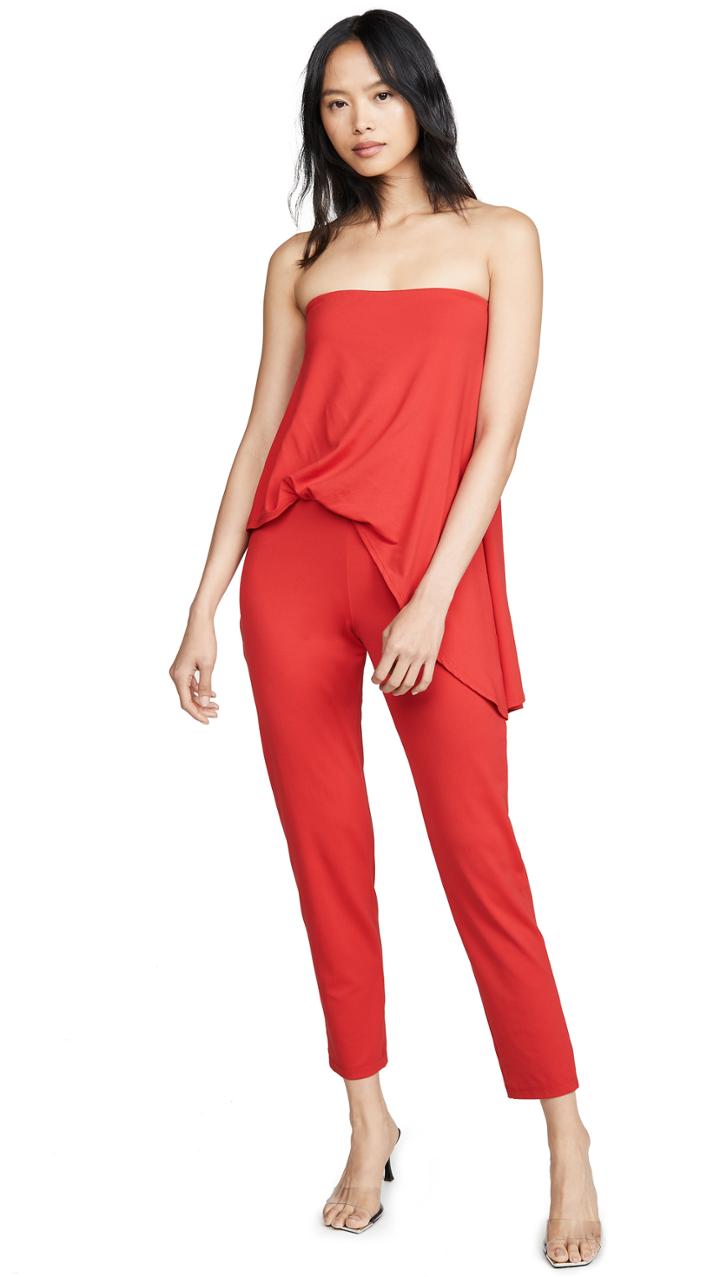 Susana Monaco Strapless Tucked Overlay Jumpsuit