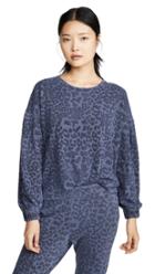 Sundry Leopard Ruched Pullover