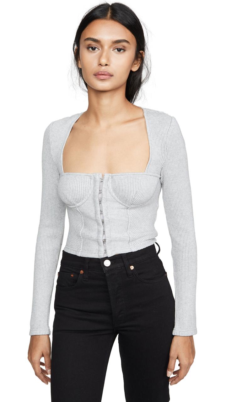 Jonathan Simkhai Ribbed Bustier Crop Top