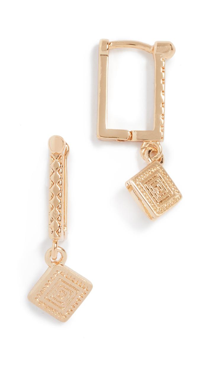 Rebecca Minkoff Huggie Earrings With Etched Charm
