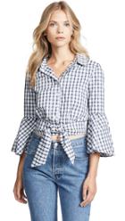 Bb Dakota Jack By Bb Dakota Lookout Mountain Plaid Bell Sleeve Top