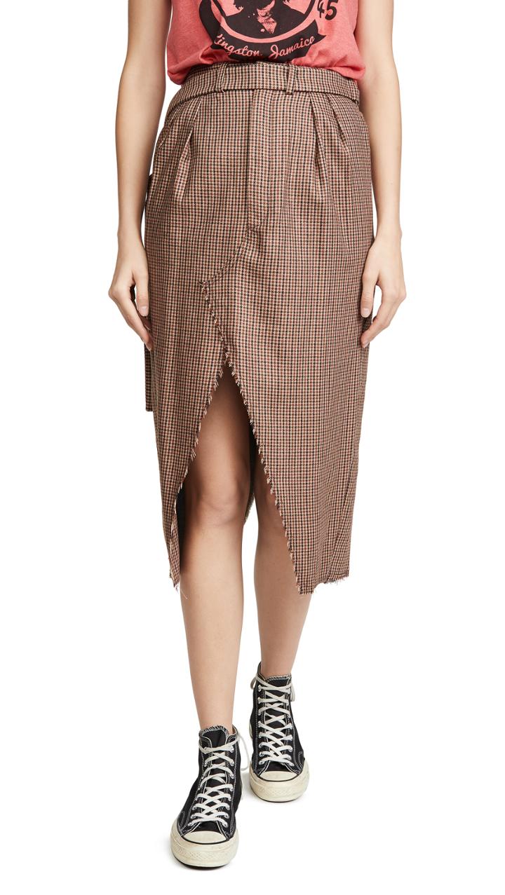 Unravel Project Plaid Wrap Skirt