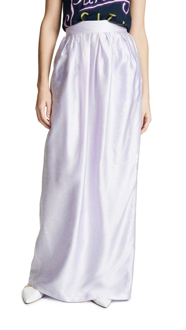Adam Lippes Iridescent Pleated Long Skirt