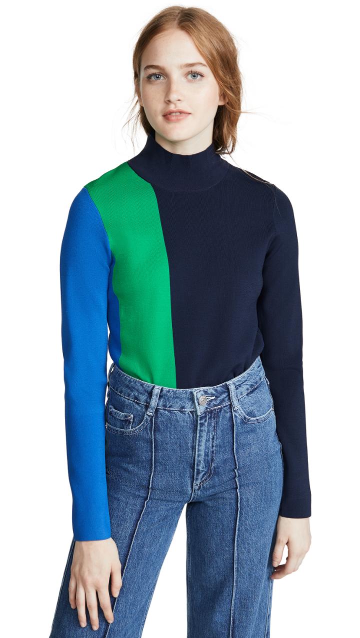 Tory Sport Tech Knit Block Turtleneck