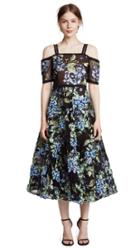 Marchesa Notte 3d Embroidered Flocked Gown