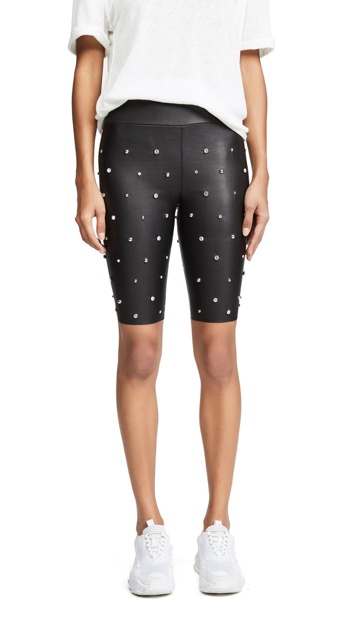 Sprwmn Biker Shorts With Rhinestone Stripes