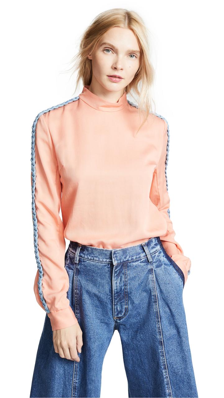 Ksenia Schnaider Sweatshirt With Denim Braids