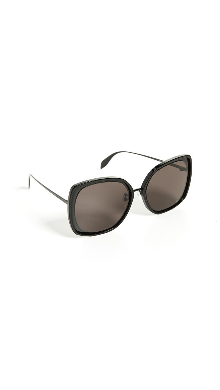 Alexander Mcqueen Sculpted Metal Square Sunglasses