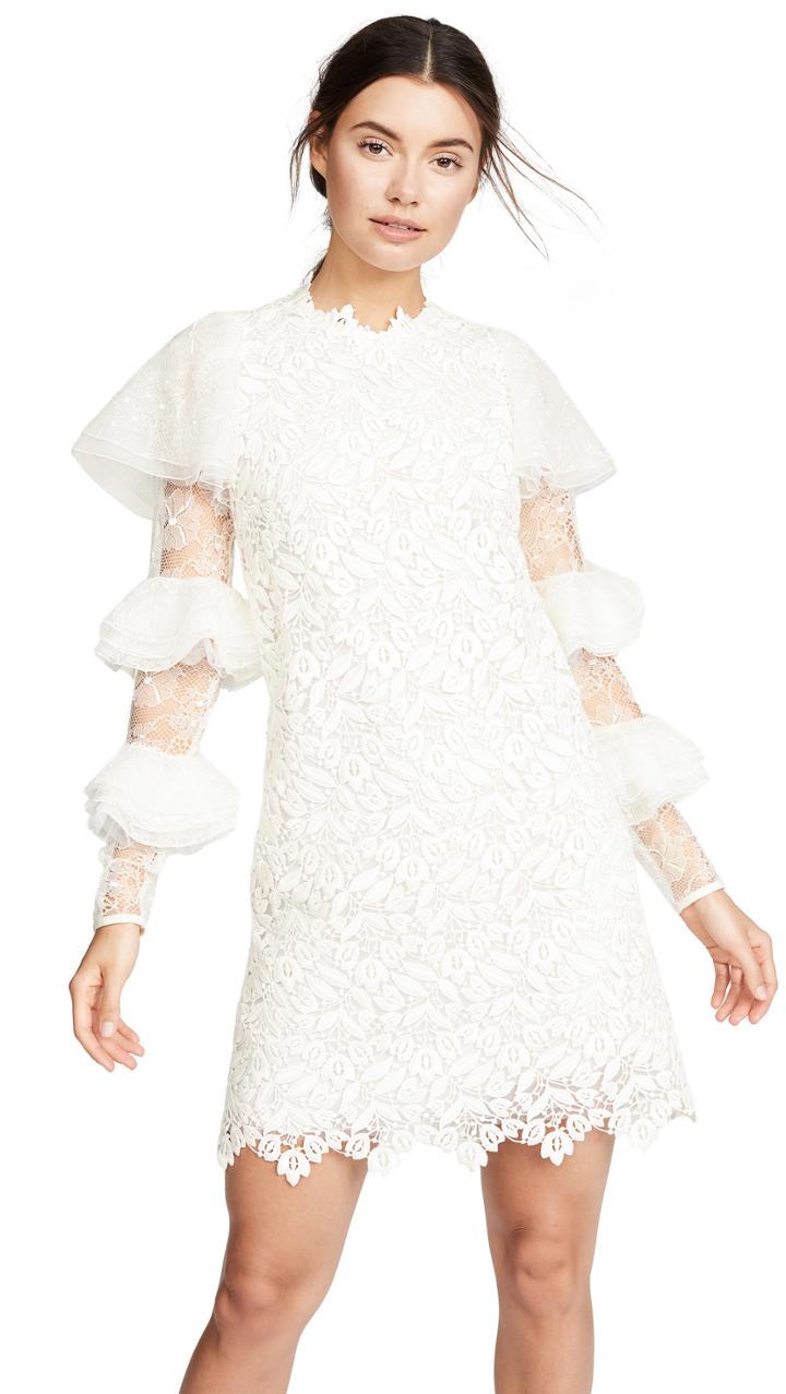Giambattista Valli Riffle Sleeve Lace Dress