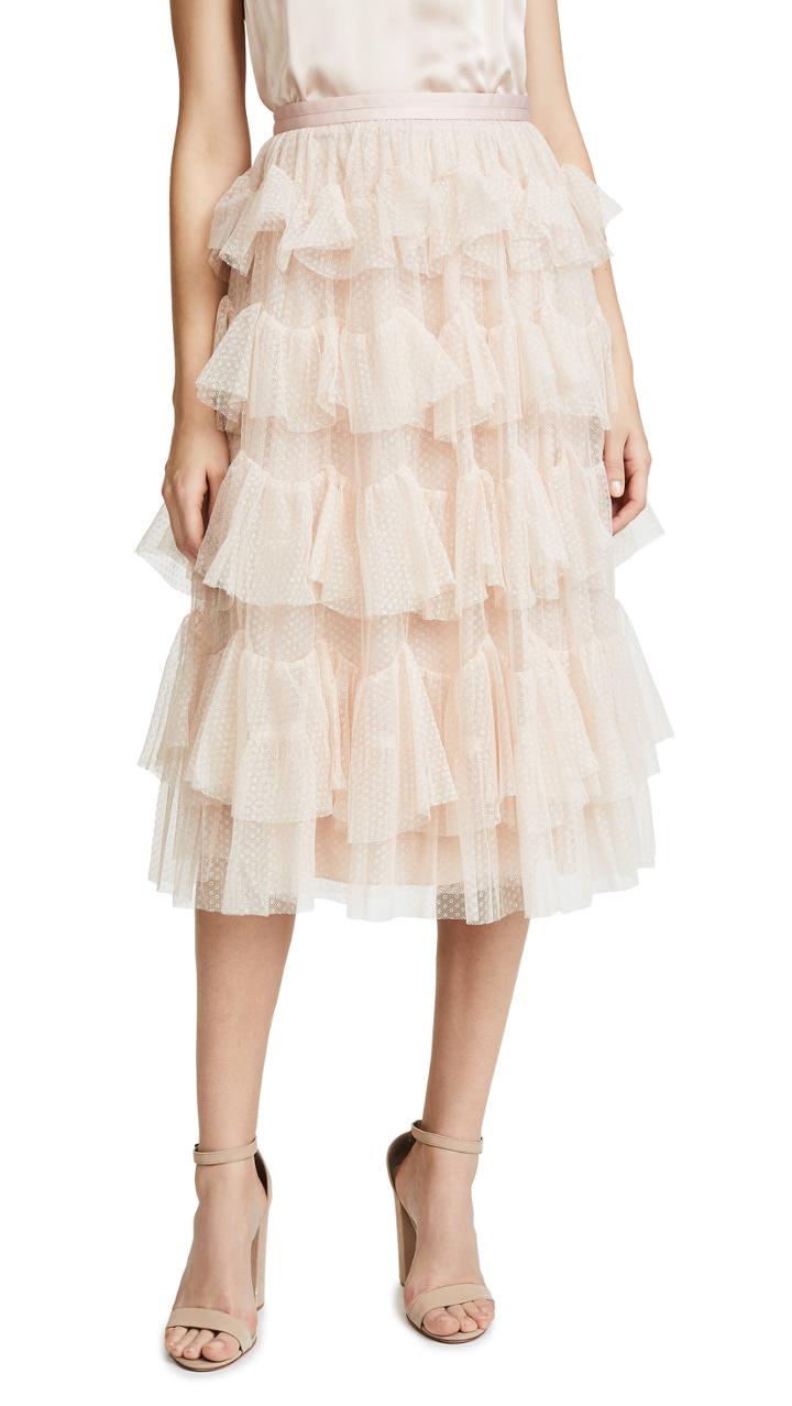 Needle Thread Scallop Tulle Skirt