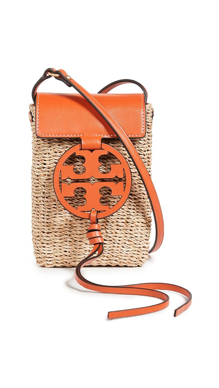 Tory Burch Miller Straw Phone Crossbody Bag