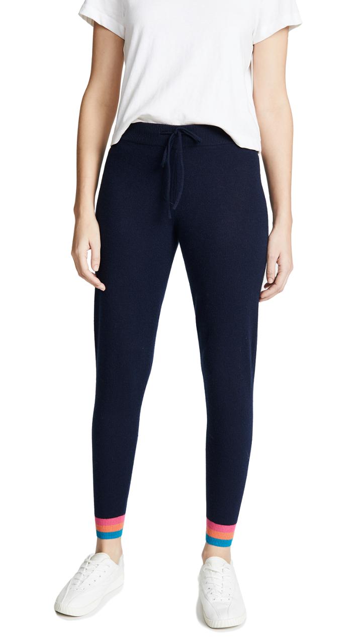 Chinti And Parker Stripe Cuff Cashmere Track Pants