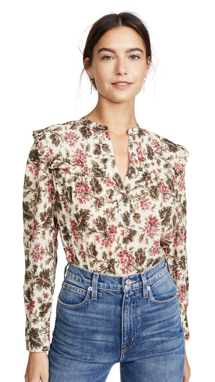 La Vie Rebecca Taylor Long Sleeve Voile Lace Top