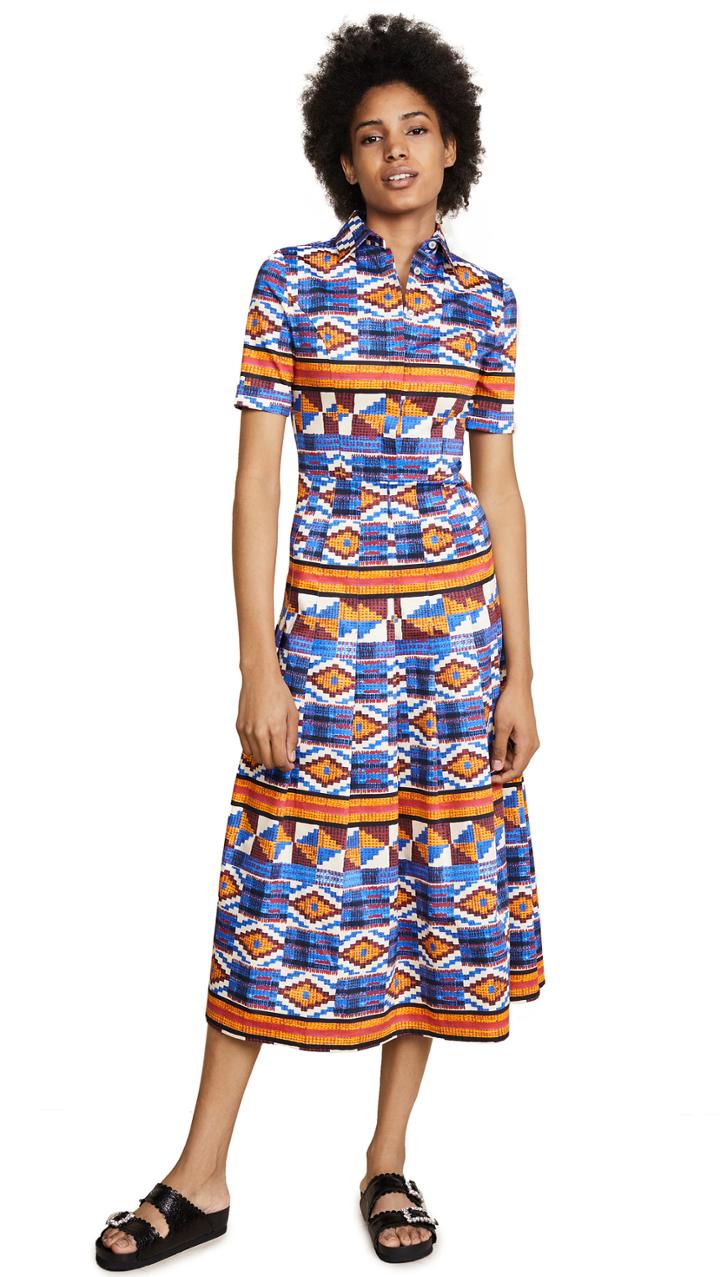 Stella Jean Button Down Print Dress