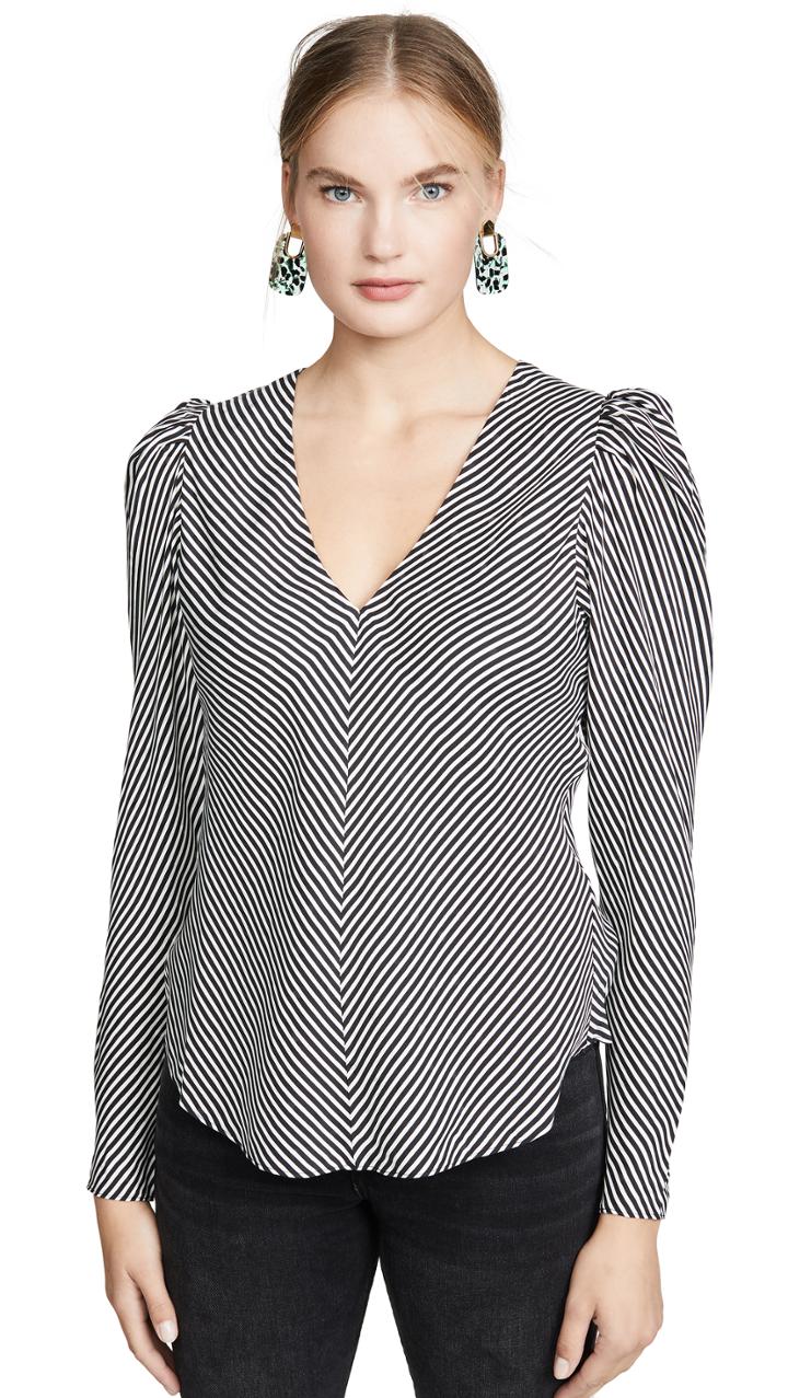 Frame Shirred V Neck Top