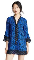 Alice Olivia Wellesly Tie Neck Trumpet Sleeve Dress