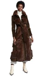 A W A K E Faux Fur And Corduroy Belted Coat