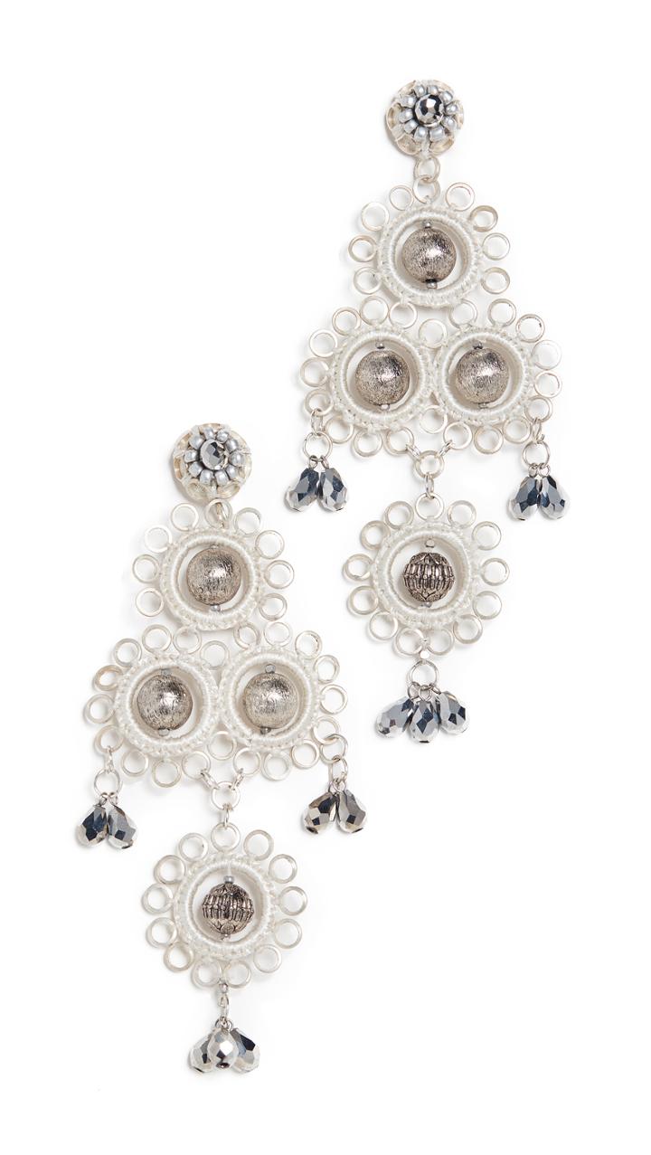 Oscar De La Renta Mixed Stone And Crystal Earrings