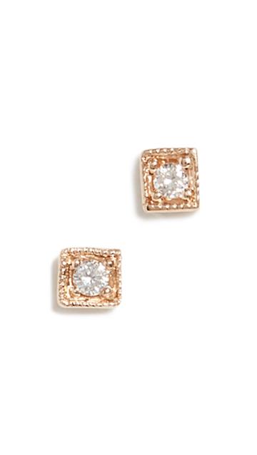 Jennie Kwon Designs 14k Diamond Mini Square Studs