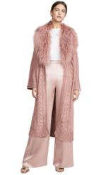 Cushnie Cable Knit Long Cardigan With Detachable Tibet Lamb