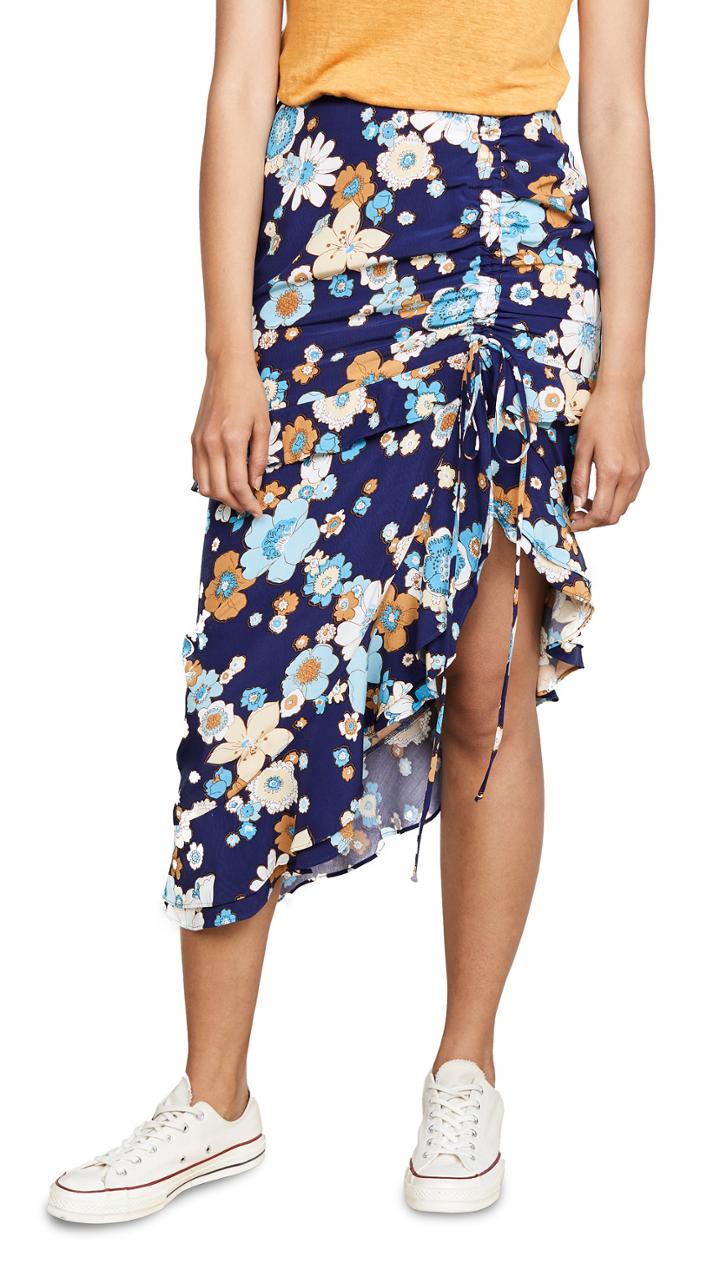 For Love Lemons Magnolia Shirred Midi Skirt