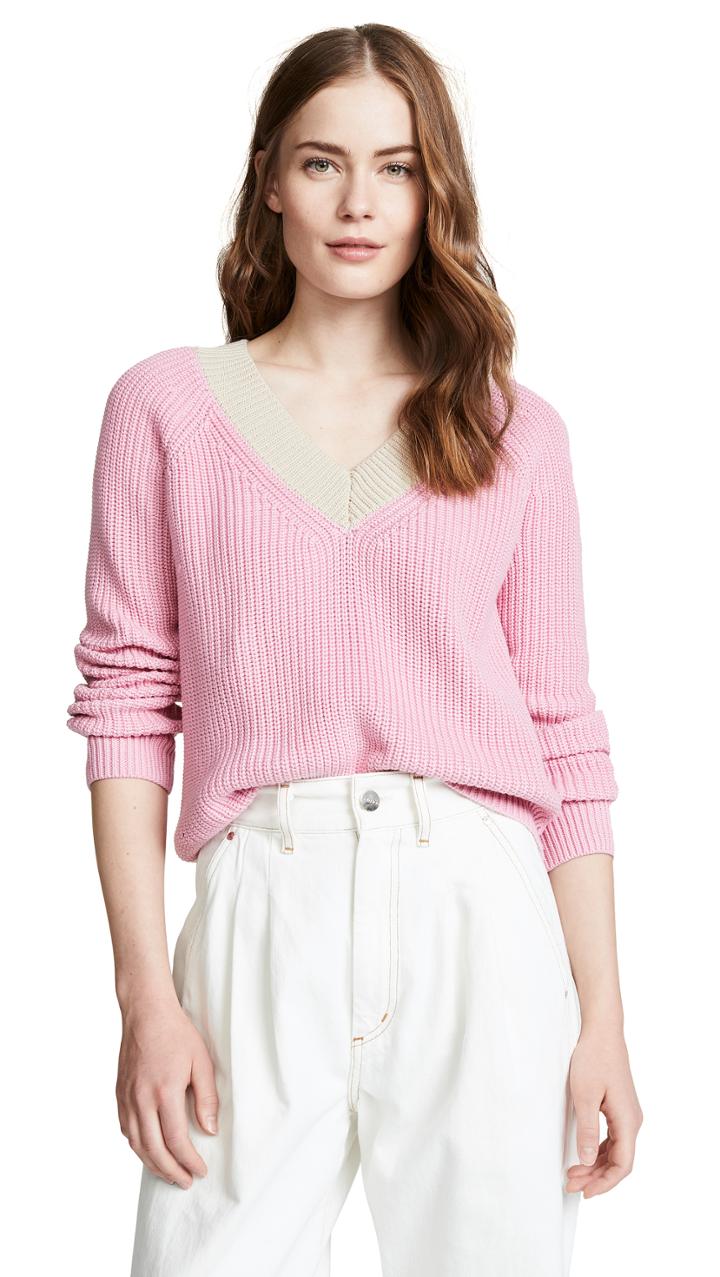 525 America Cotton Shaker Colorblock Sweater