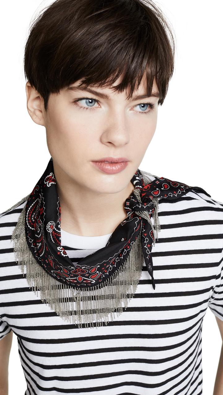 Alexander Wang Fringed Silk Loop Scarf