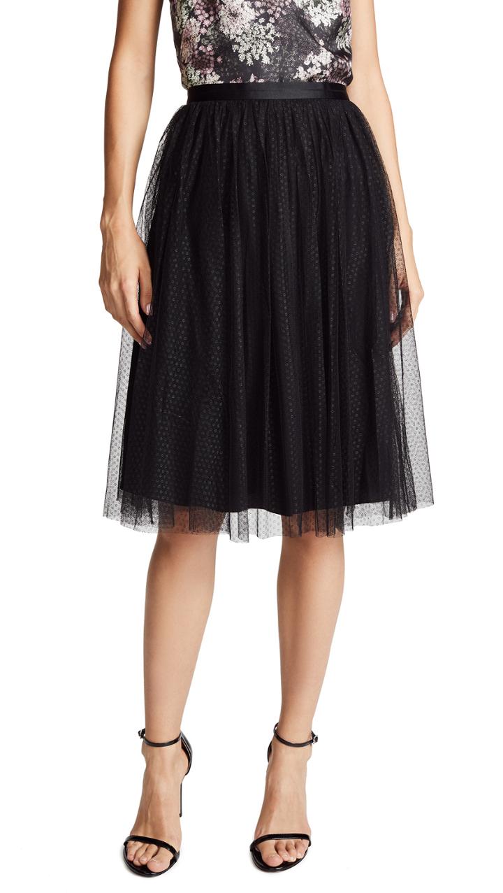 Needle Thread Dotted Tulle Midi Skirt