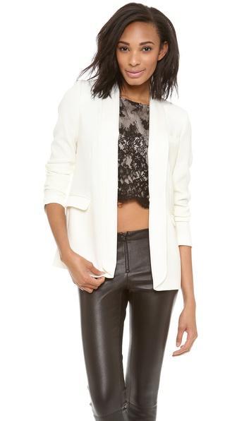 Alice + Olivia Long Tuxedo Blazer - White