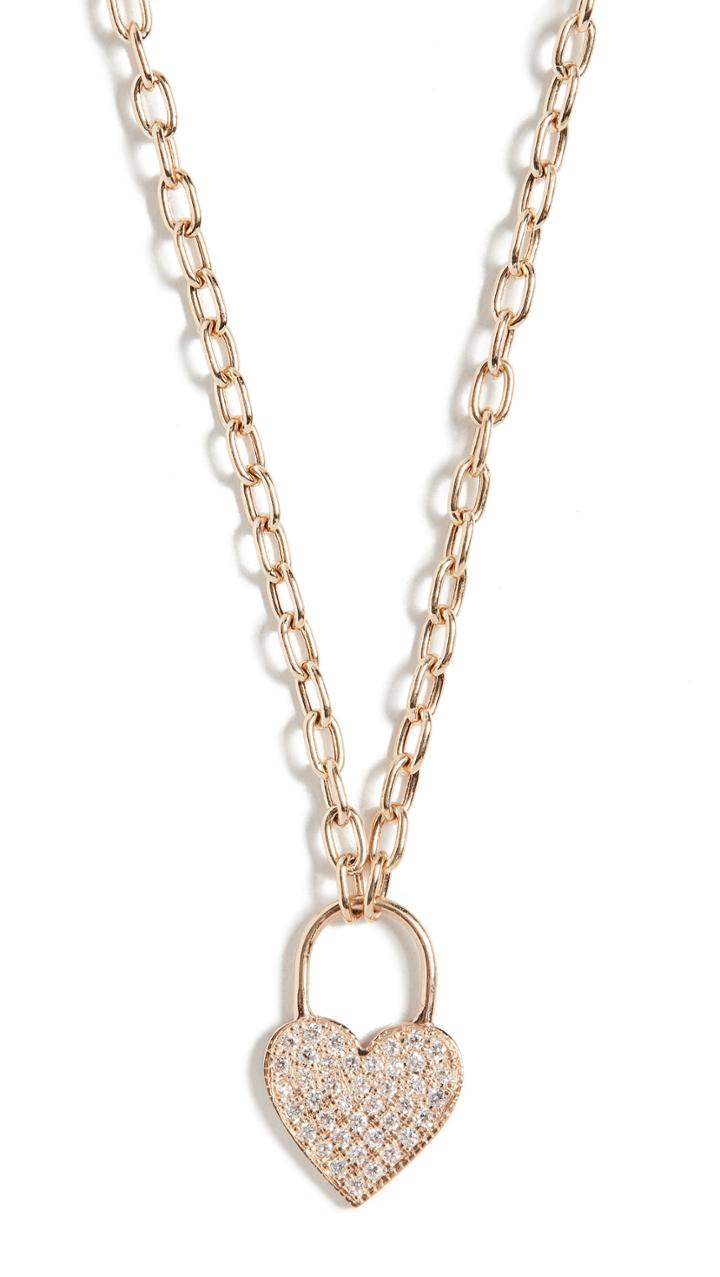 Zoe Chicco 14k Gold Small Heart Padlock Charm Necklace