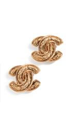 What Goes Around Comes Around Chanel Gold Quilted Cc Earrings