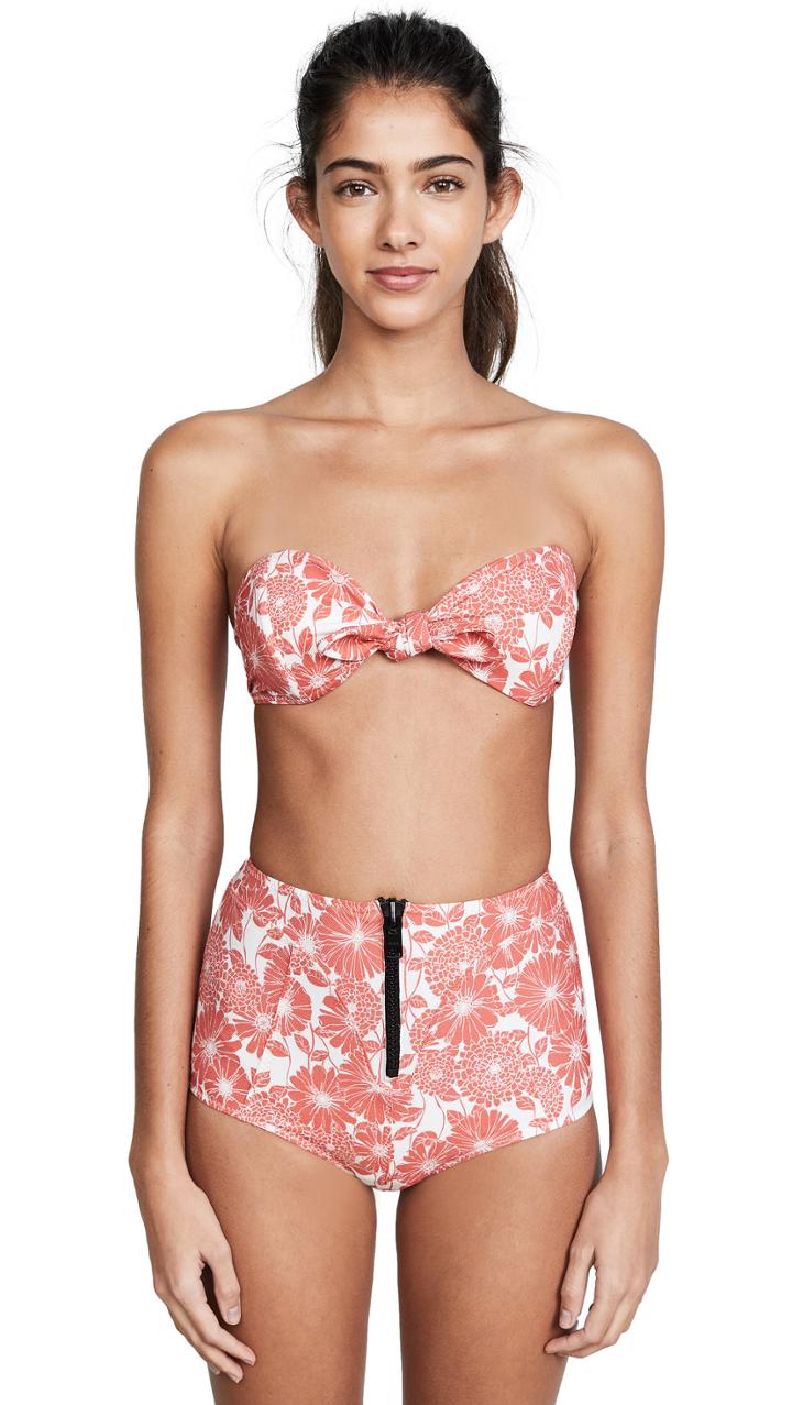 Lisa Marie Fernandez Poppy Tomato Floral High Waist Bikini