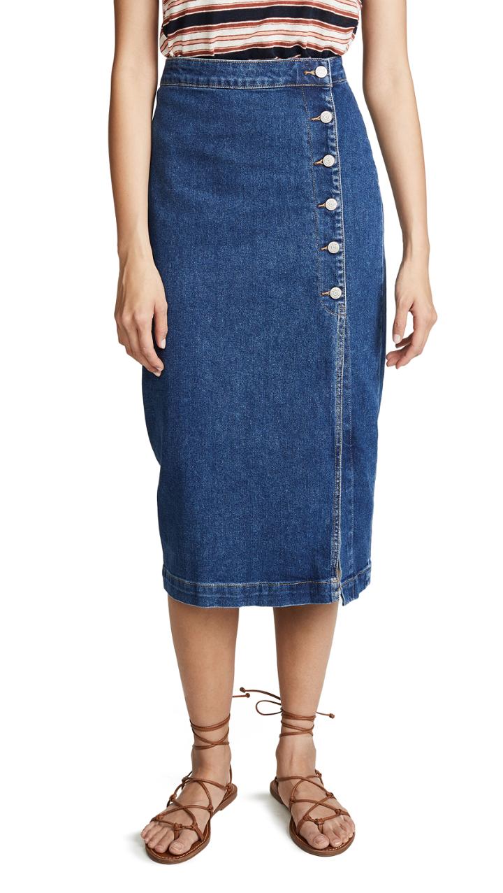 Free People Jasmine Buttoned Midi Skirt