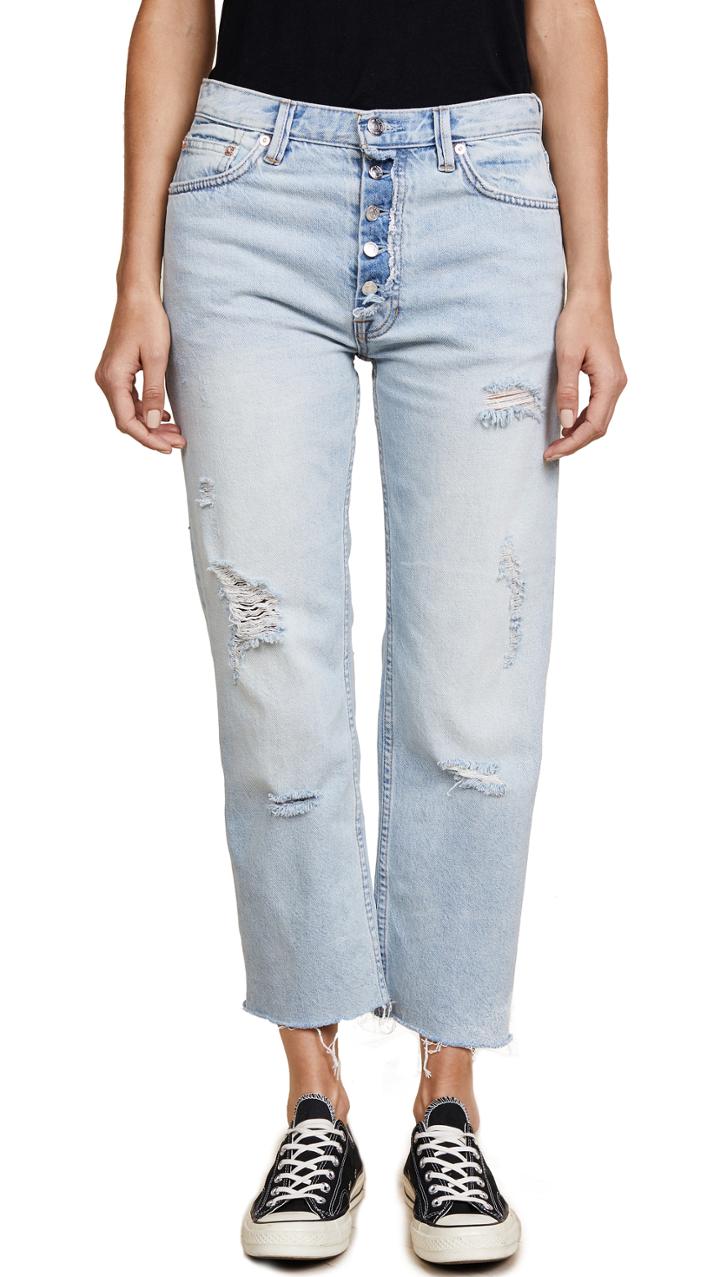 Free People Rolling On The River Straight Crop Jeans