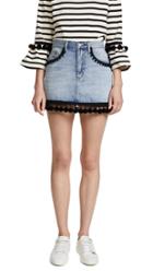 Marc Jacobs Denim Miniskirt With Pom Pom Embroidery